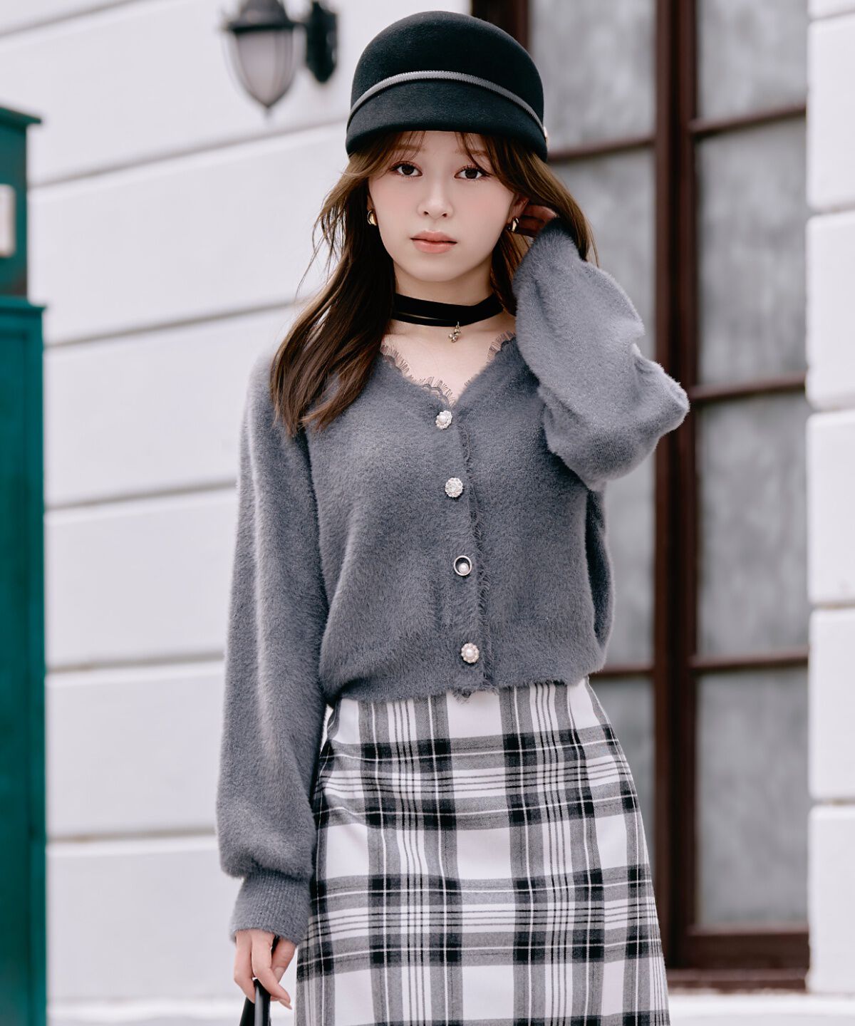 WILLSELECTION「レーストリムVネックフェザーカーディガン」|カーディガン|