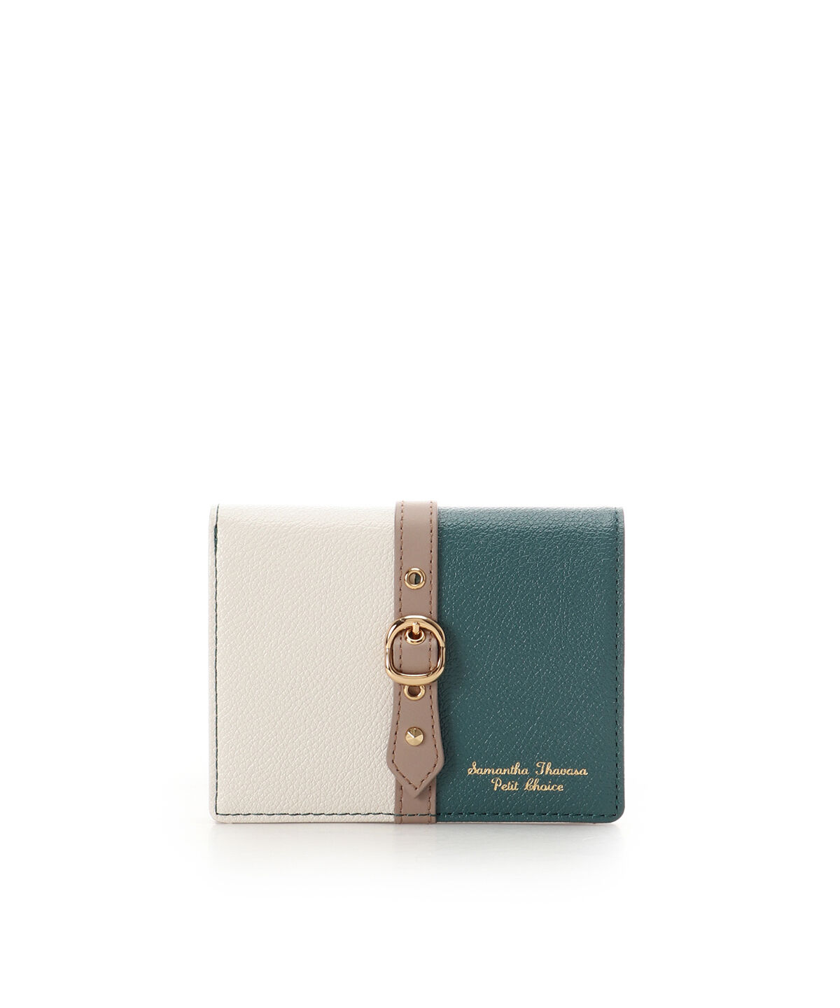 Samantha Thavasa Petit Choice「バイカラーフロントベルト 二つ折り財布」|財布|グリーン