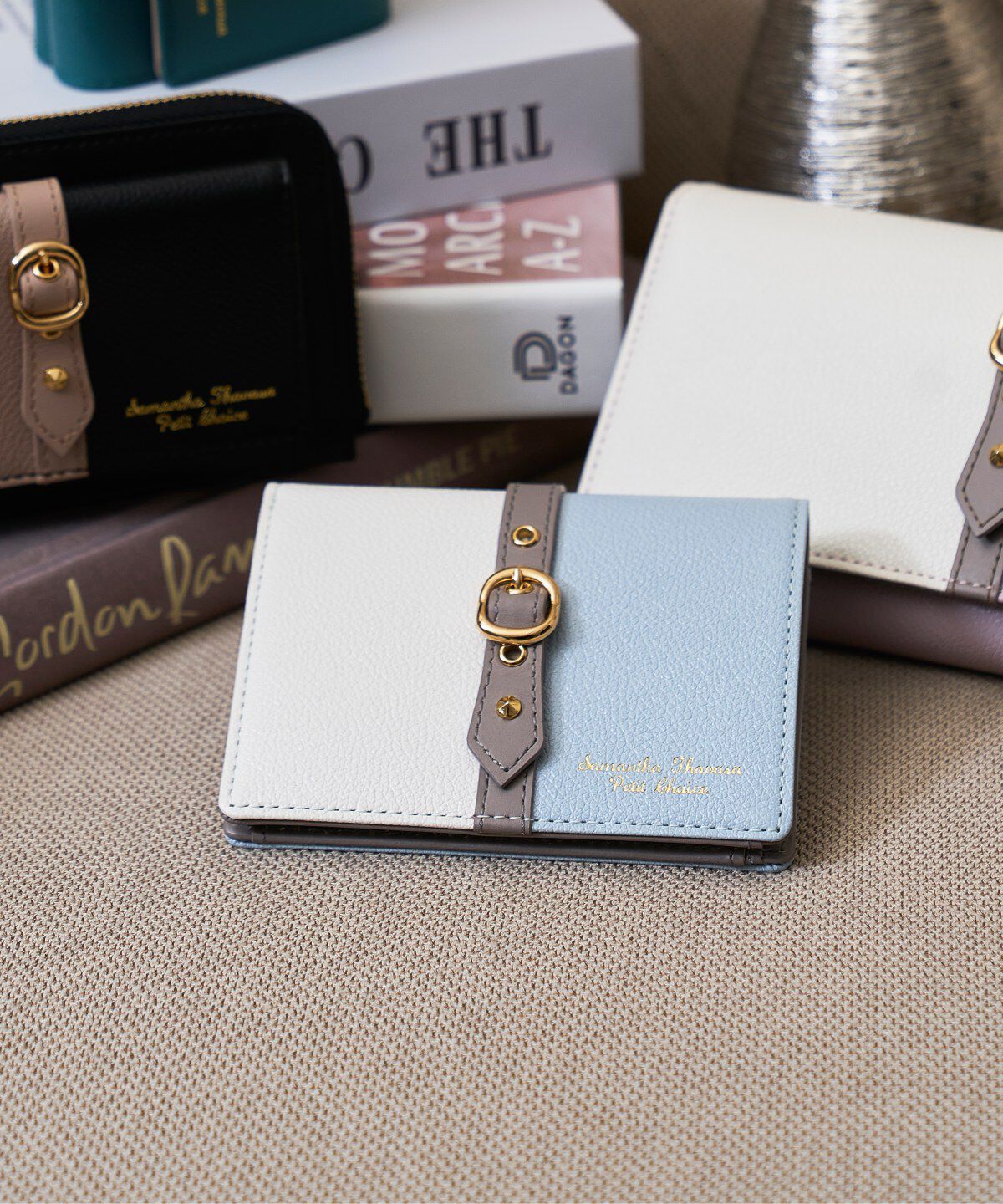 Samantha Thavasa Petit Choice「バイカラーフロントベルト 二つ折り財布」|財布|ダルブルー