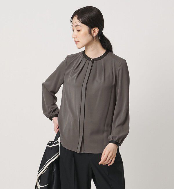 UNITED ARROWS「バイカラー パイピング ブラウス ‐ウォッシャブル‐」|シャツ・ブラウス|DK.GRAY