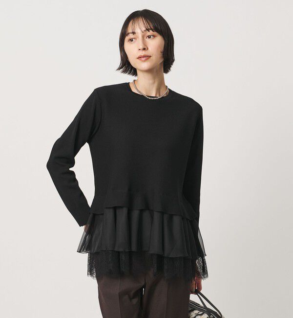 UNITED ARROWS「オーガンジー レース コンビ ニット ‐ウォッシャブル‐」|ニット・セーター|