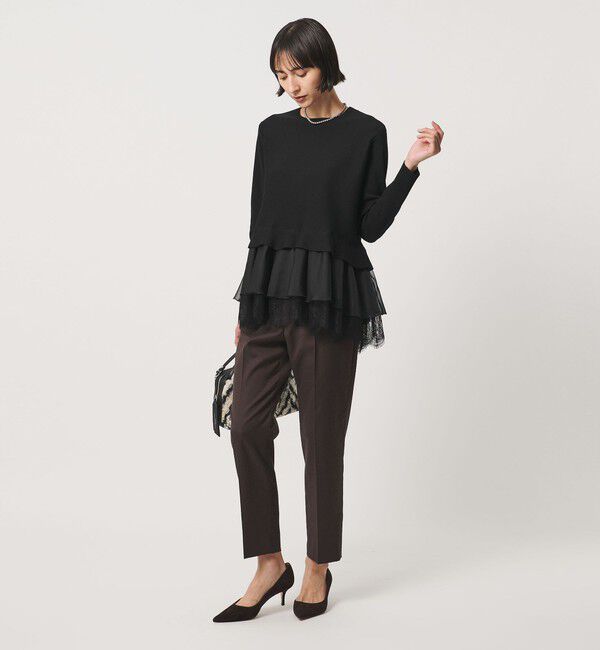 UNITED ARROWS「オーガンジー レース コンビ ニット ‐ウォッシャブル‐」|ニット・セーター|