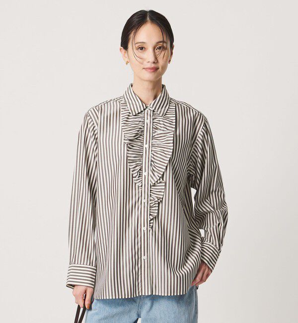 UNITED ARROWS「アシンメトリー フリル レギュラーシャツ」|シャツ・ブラウス|