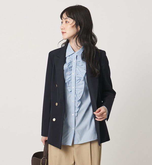 UNITED ARROWS「アシンメトリー フリル レギュラーシャツ」|シャツ・ブラウス|