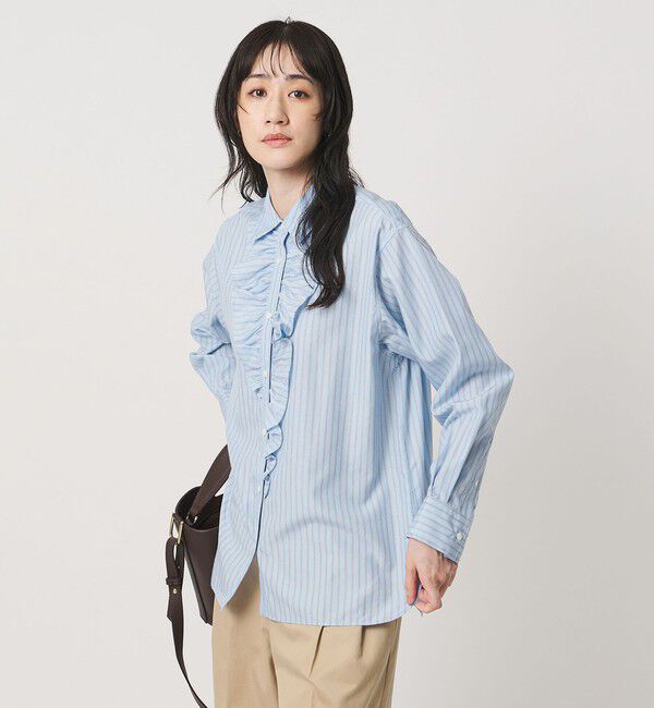 UNITED ARROWS「アシンメトリー フリル レギュラーシャツ」|シャツ・ブラウス|