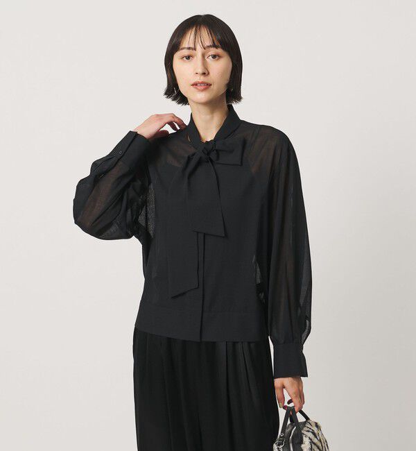 UNITED ARROWS「マナード ボウタイ ブラウス」|シャツ・ブラウス|BLACK