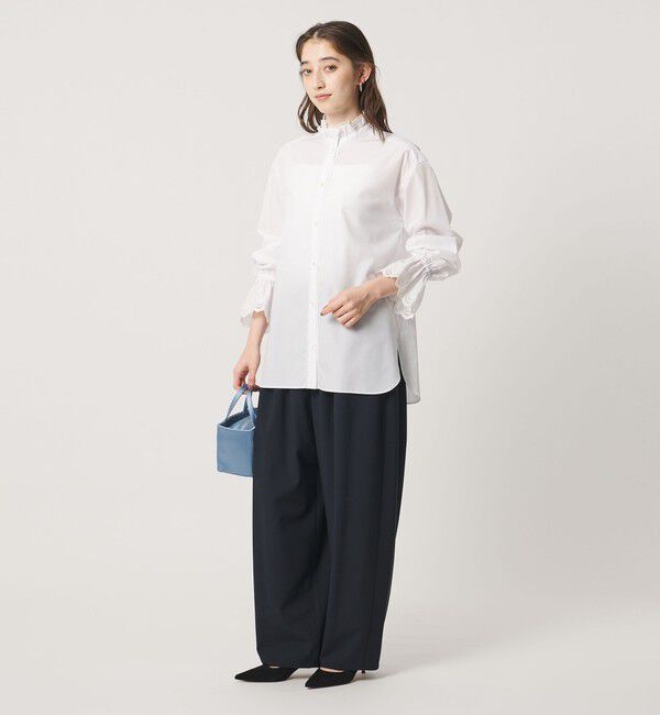 UNITED ARROWS「エンブロイダリー スタンドフリル シャツ」|シャツ・ブラウス|
