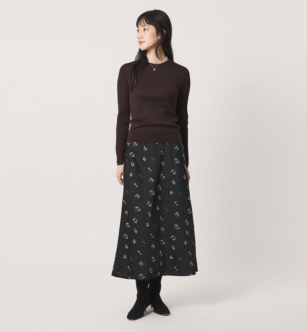 UNITED ARROWS「サテン フラワー ジャガード スカート ‐ウォッシャブル‐」|フレア|