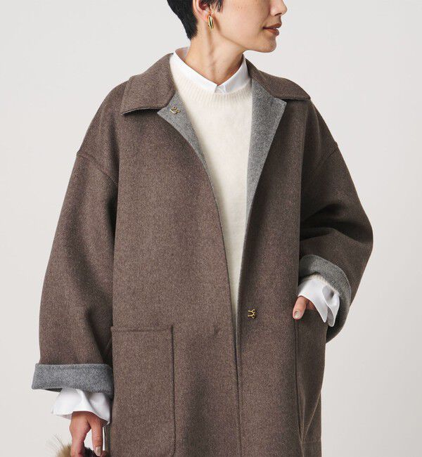 UNITED ARROWS「バイカラー リバー ステンカラー コート」|ステンカラーコート|