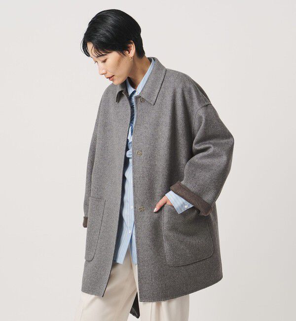 UNITED ARROWS「バイカラー リバー ステンカラー コート」|ステンカラーコート|
