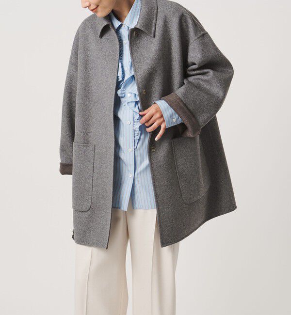UNITED ARROWS「バイカラー リバー ステンカラー コート」|ステンカラーコート|