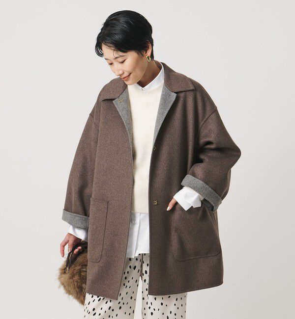 UNITED ARROWS「バイカラー リバー ステンカラー コート」|ステンカラーコート|