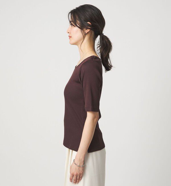 UNITED ARROWS green label relaxing「ブライトリブ スクエアネック 5分袖 プルオーバー カットソー」|Tシャツ・カットソー|