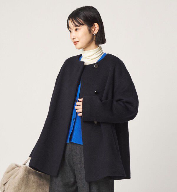 UNITED ARROWS green label relaxing「［size SHORTあり］アンゴラビーバー ミドルコート」|ノーカラーコート|