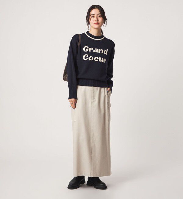 UNITED ARROWS green label relaxing「メランジ カルゼ スカート」|台形|