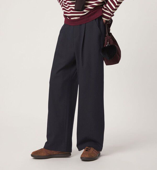 UNITED ARROWS green label relaxing「［size SHORT/TALLあり］オルマイ ウラキモウ ワイド パンツ ダークブラウン ネイビー」|その他|NAVY