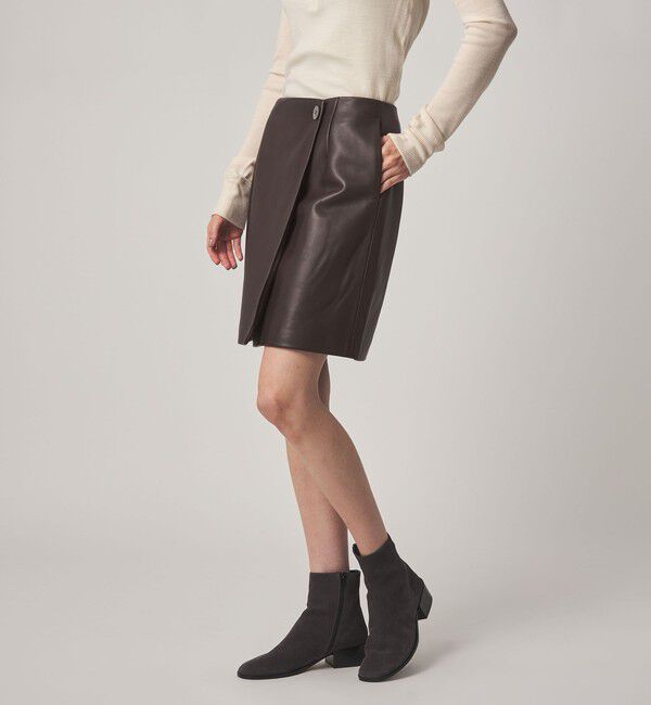 STEVEN ALAN「＜Steven Alan＞レザー ラップ ミニスカート」|スカート|