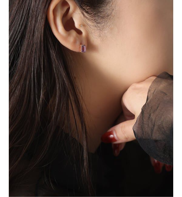 Lilas by Spick&Span「ライトアメジストスタッドピアス K10（両耳）」|ピアス|