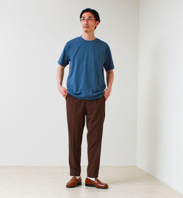 GLOSTER「【無地見えで差がつく】斜めフクレジャガードTシャツ」|Tシャツ・カットソー|