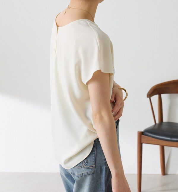  「【秋にも使える／前後２WAY 】ジョーゼットフレンチロゴTシャツ」|Tシャツ・カットソー|