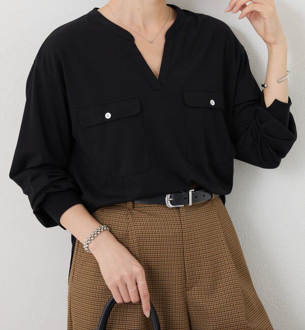  「【SNS140万回再生】スキッパーダブルポケットカットソー」|Tシャツ・カットソー|ブラック