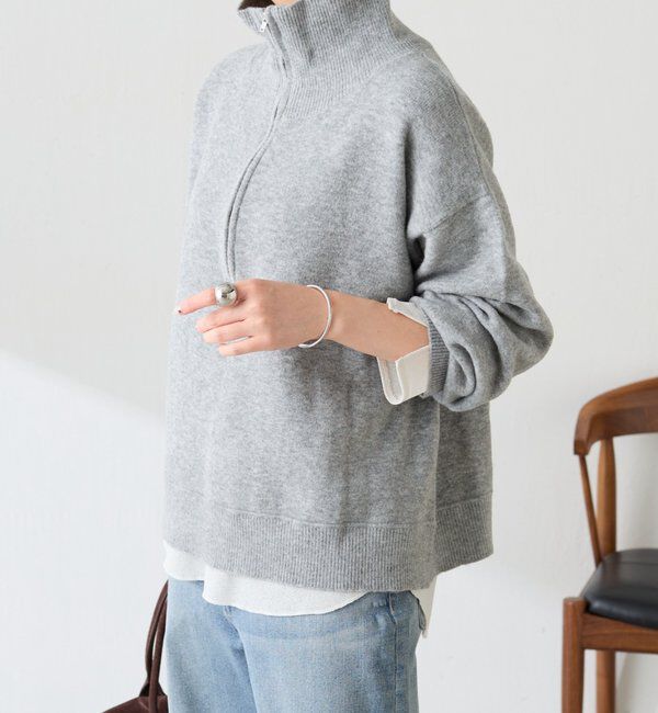  「【ロングシーズン着やすい】ハーフジップニット」|ニット・セーター|