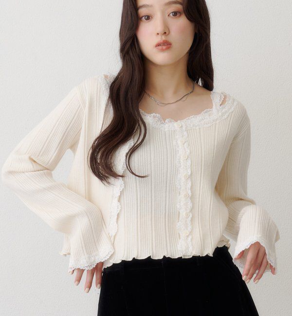  「レースニットアンサンブル」|Tシャツ・カットソー|アイボリー
