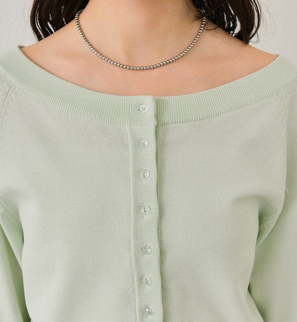  「ワイドネッククリアボタンカーディガン」|カーディガン|