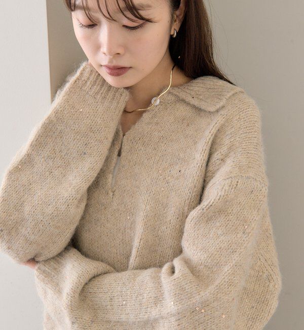  「襟付きラメニット」|ニット・セーター|