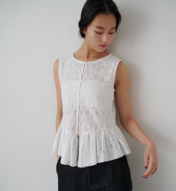  「【再入荷】レースペプラムフリルタンク」|シャツ・ブラウス|