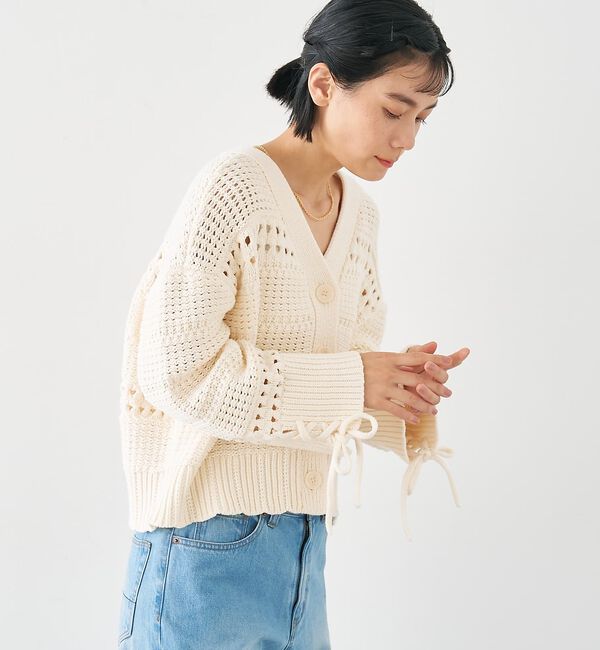 collex「袖口レースアップ2WAYカーディガン」|カーディガン|