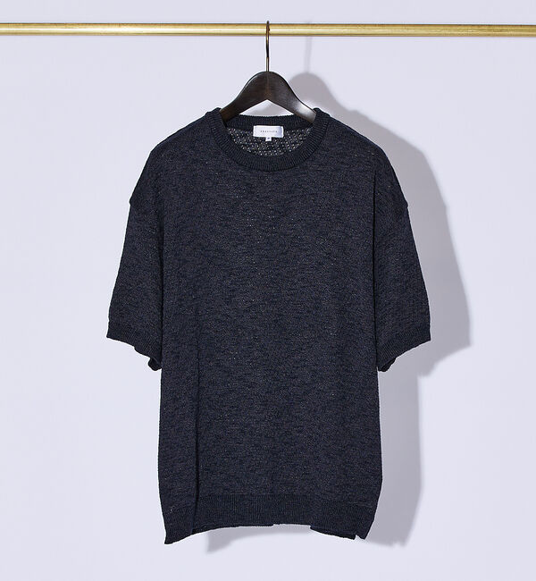 ABAHOUSE「メッシュニット スラブTシャツ / シアー素材」|Tシャツ・カットソー|ブラック
