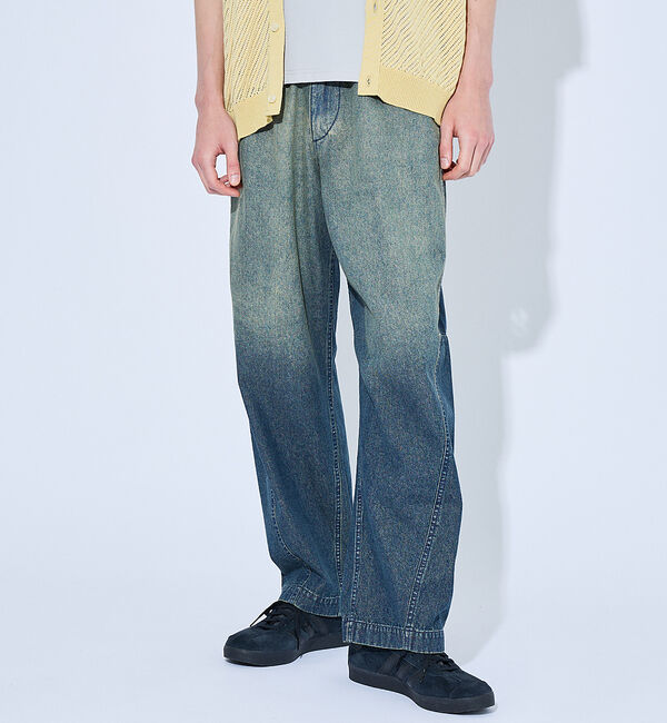 ABAHOUSE「【ヴィンテージ加工】 LIGHT CURVED DENIM /ワイドデニム/ライ」|デニム|