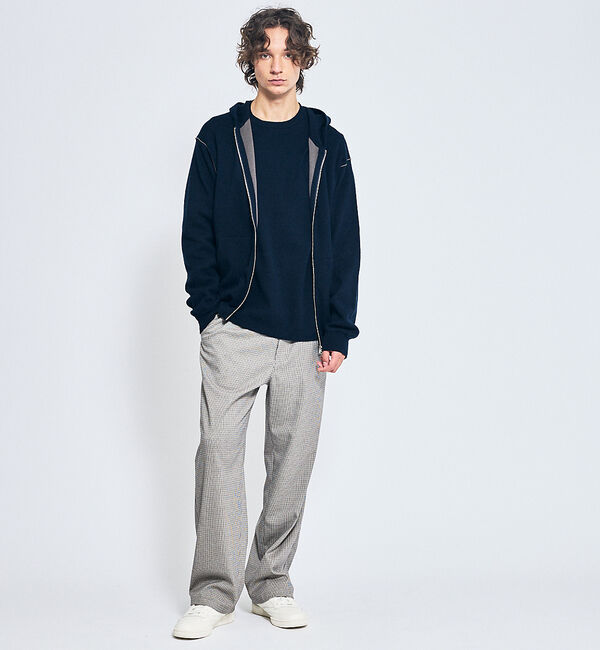 ABAHOUSE「【リバーシブルカラー】14Gコットン ニット ZIPパーカー」|パーカー|