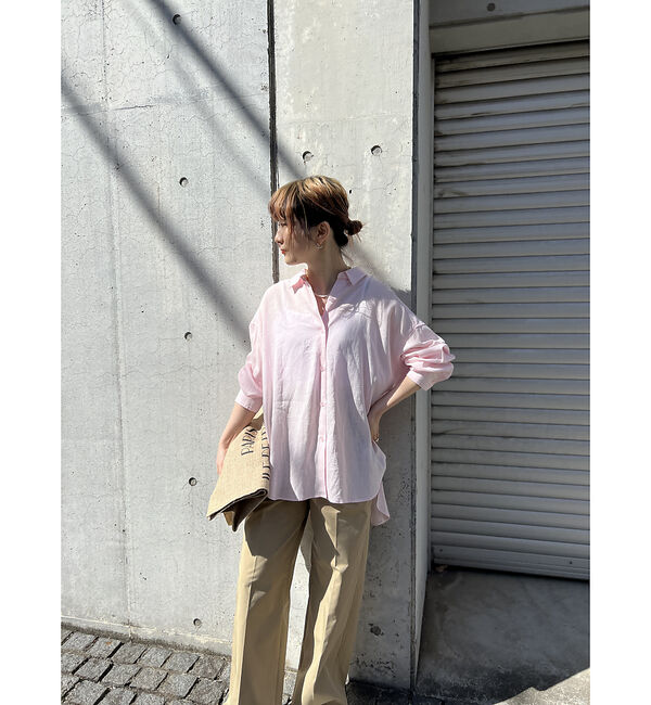 Rouge vif「【一部店舗限定】麻混バックスリットリボンシャツ」|シャツ・ブラウス|