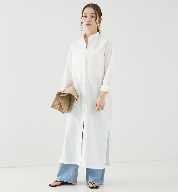 Rouge vif「麻混長袖シャツワンピース」|ワンピース|