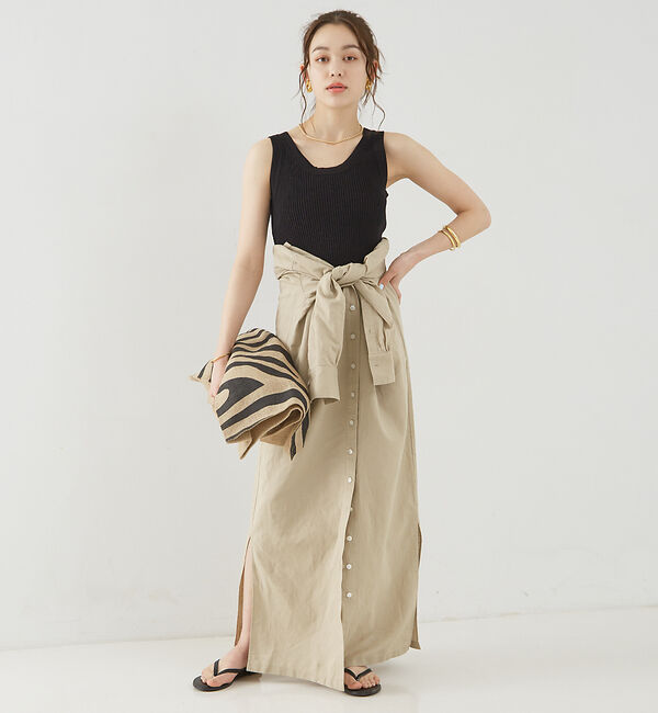 Rouge vif「麻混長袖シャツワンピース」|ワンピース|