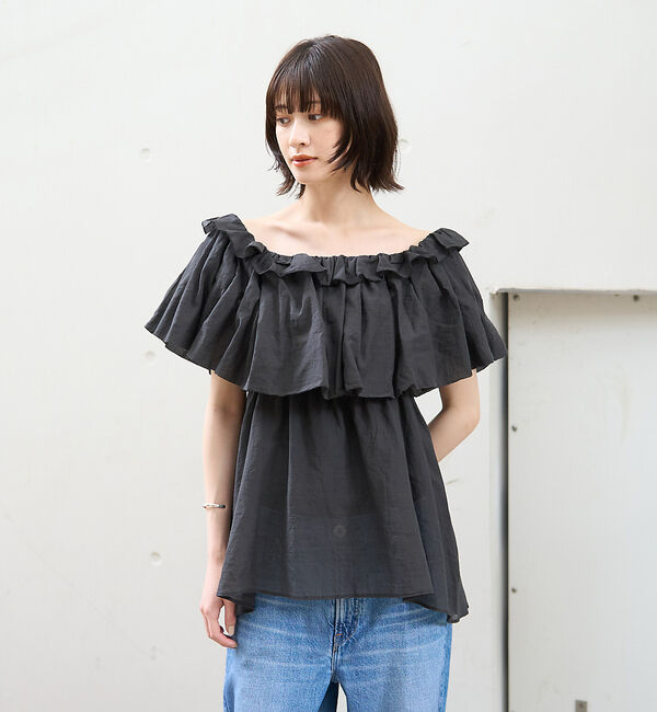 Rouge vif「コットンオフショルバルーンブラウス」|シャツ・ブラウス|