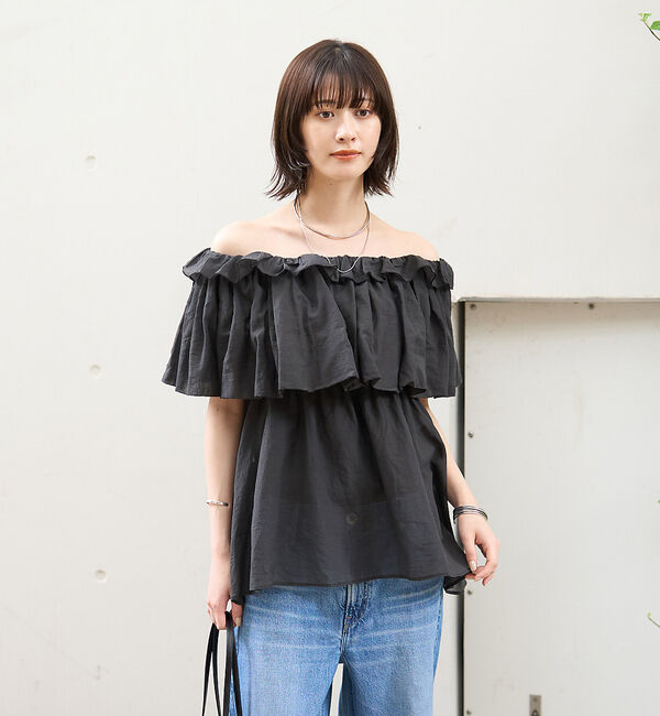 Rouge vif「コットンオフショルバルーンブラウス」|シャツ・ブラウス|
