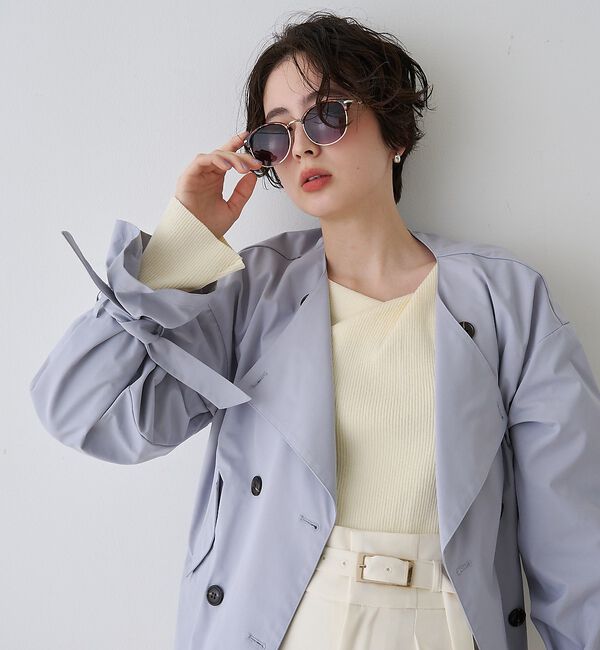 Rouge vif「【一部店舗限定】ドレープスリットスリーブリブニット」|ニット・セーター|