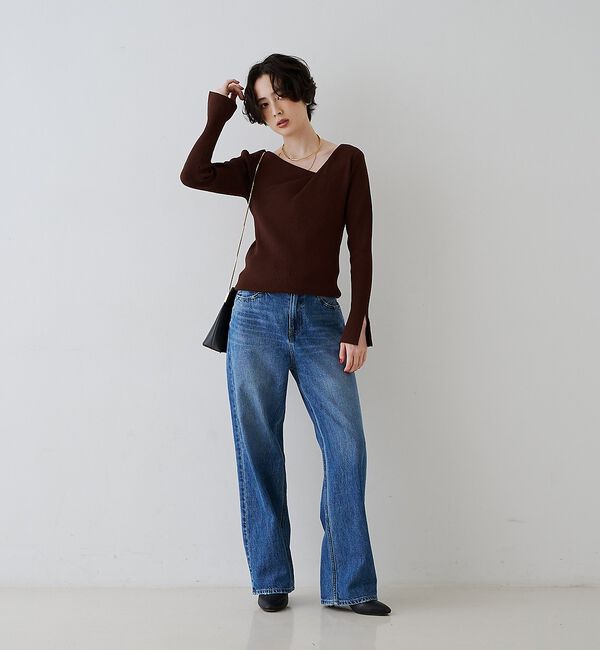 Rouge vif「【一部店舗限定】ドレープスリットスリーブリブニット」|ニット・セーター|