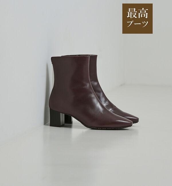 AU BANNISTER「【最高ブーツ/ 5.5cmヒール】スクエアトゥブーツ」|ショートブーツ|ボルドー