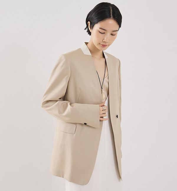 The Store by C' 「【COCUCA】ノーカラージャケット」|ノーカラージャケット|ベージュ