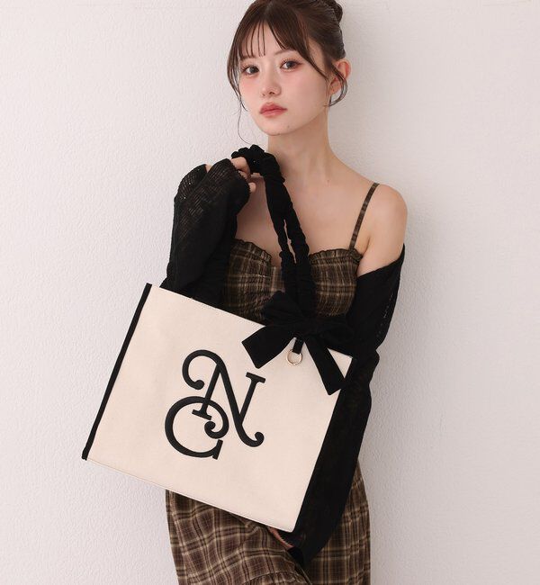 one after another NICE CLAUP「【WEB限定】ロゴ刺しゅうトートバッグ」|ショルダー・メッセンジャー|