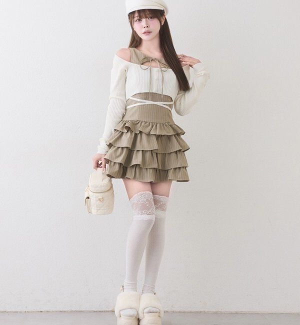 one after another NICE CLAUP「アンサンブルティアードミニワンピース」|ワンピース|