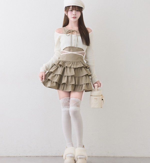 one after another NICE CLAUP「アンサンブルティアードミニワンピース」|ワンピース|