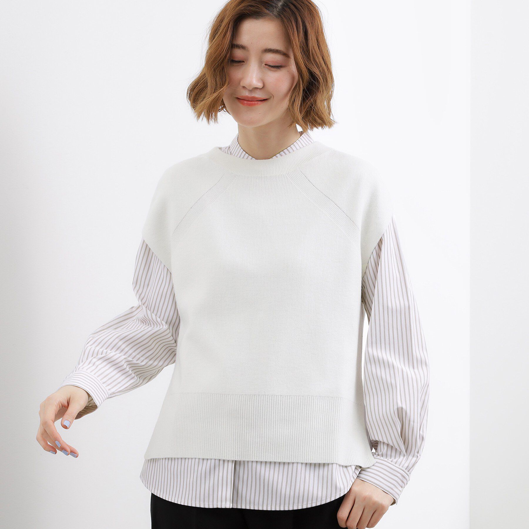grove「【2点SET】一枚でコーデが決まる！ニットベスト&times;シャツSET」|シャツ・ブラウス|