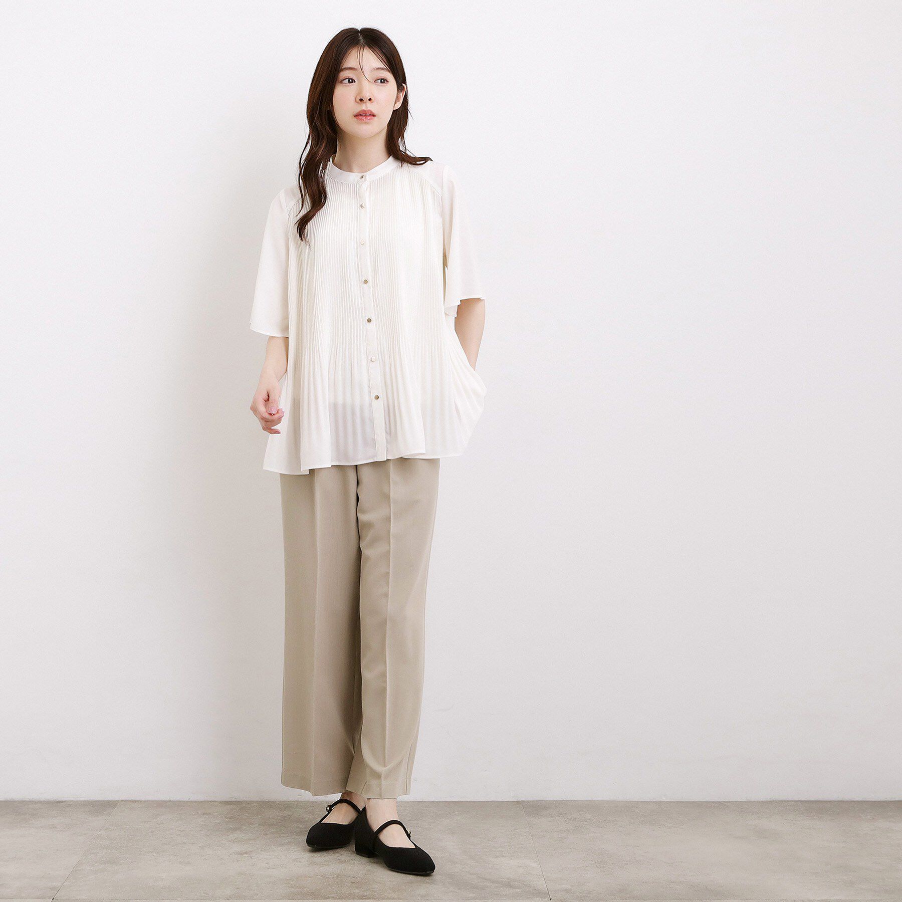 grove「【体型カバー◎】大人フェミニン消しプリーツブラウス」|シャツ・ブラウス|