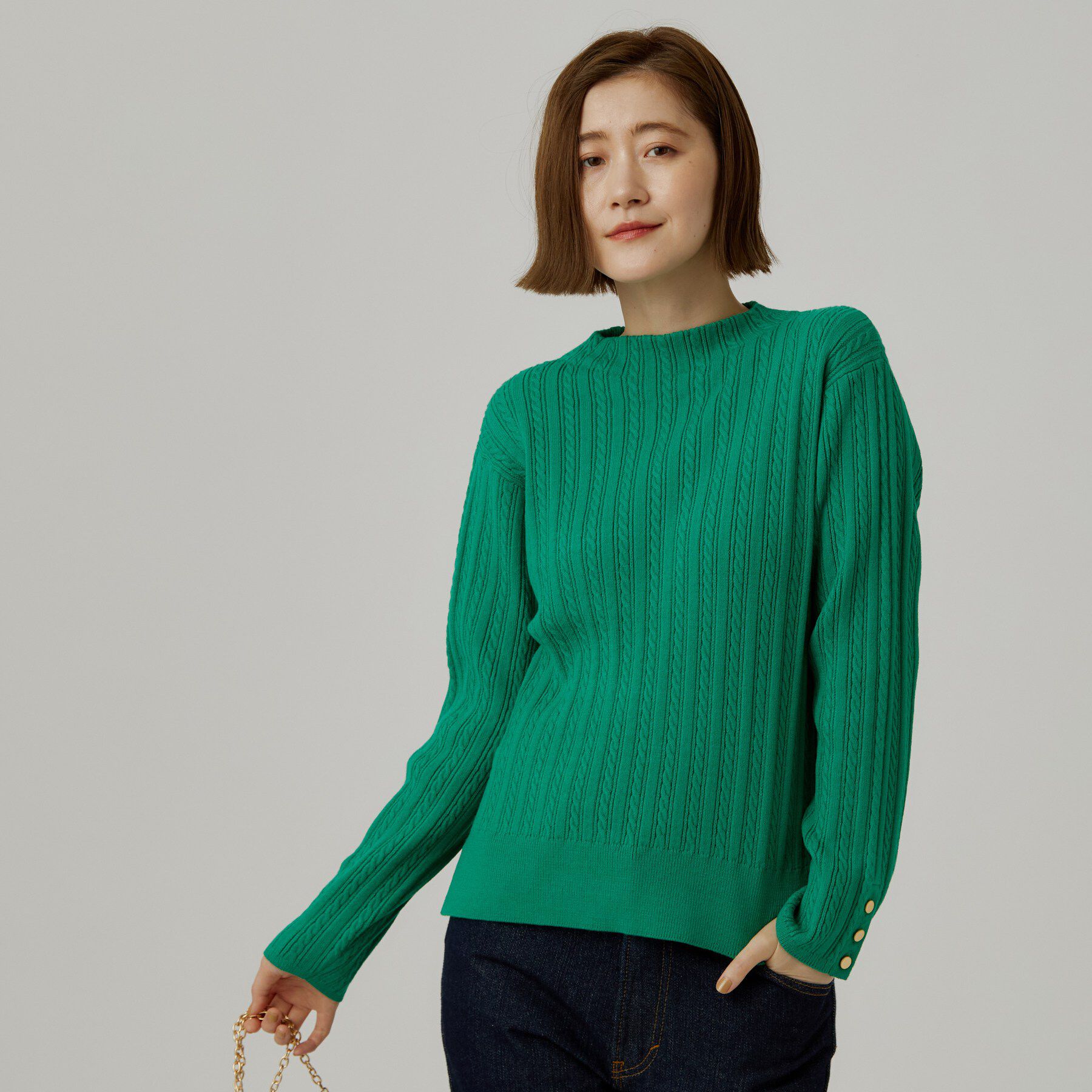 grove「【毛玉軽減】すっきり美人見え ケーブルニット」|ニット・セーター|
