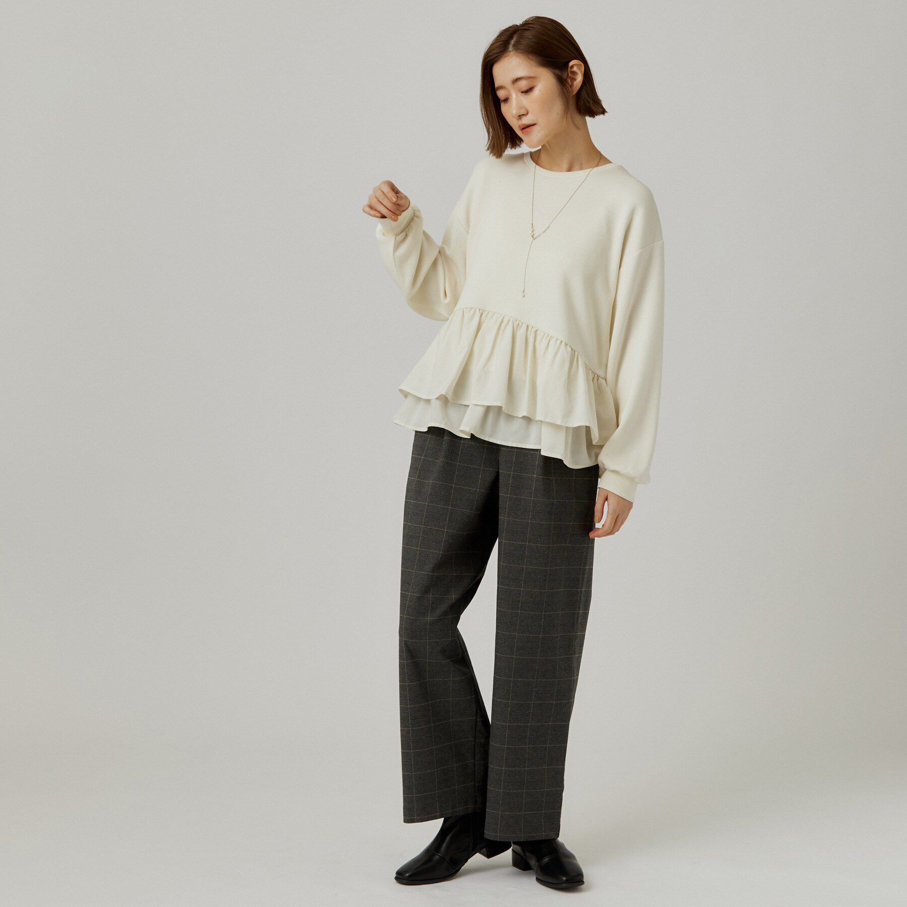 grove「ふんわりペプラム フリルダンボールトップス」|Tシャツ・カットソー|